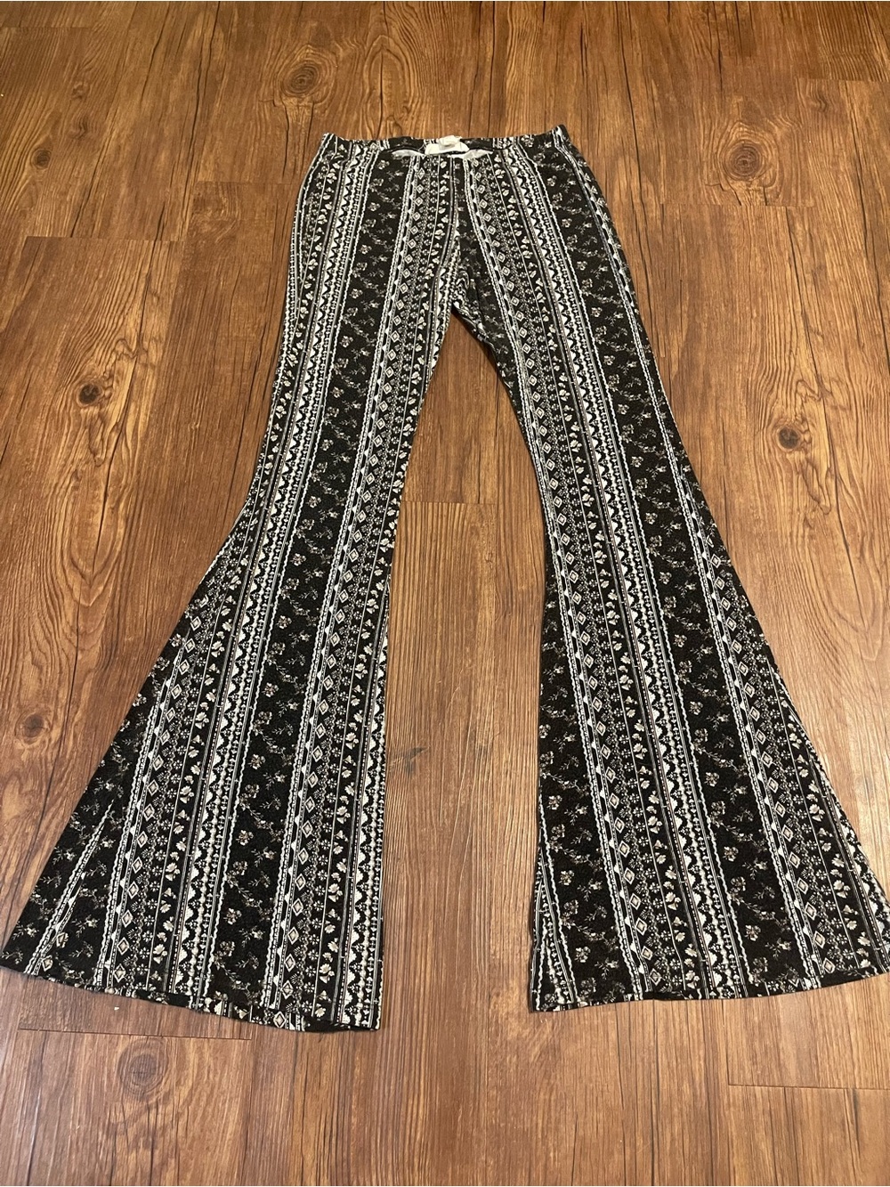 Full Tilt Black & White Boho Flare Pants